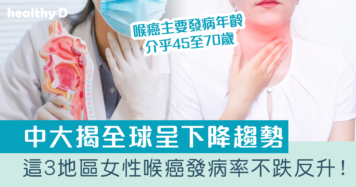 喉癌｜中大研究發現全球喉癌發病死亡率呈下降趨勢 這3地區女性發病率卻不跌反升！ | healthyD.com