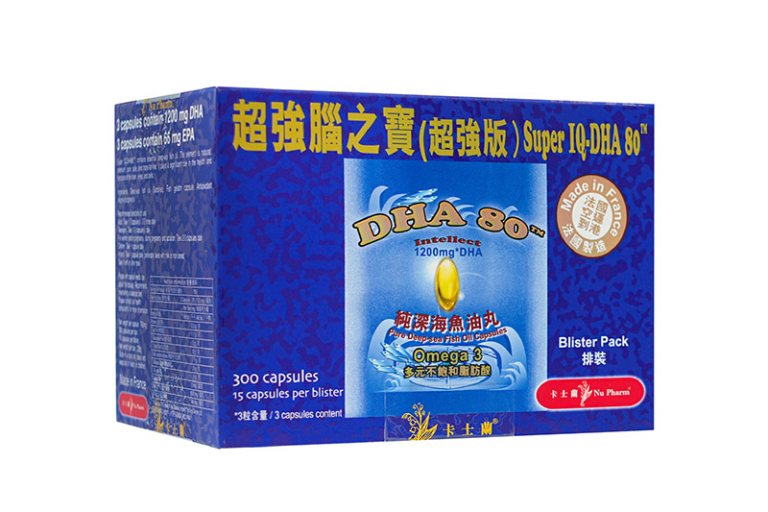 每粒含有400mg 高純度 DHA（高達90%以上Omega-3），純淨無雜質。這款全方位魚油採用衛生、防潮的獨立鋁箔配方，即使是旅遊出門都方便隨身攜帶，照顧不同人生階段的需要